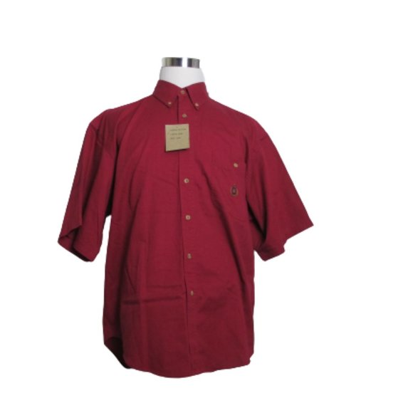 Bugle Boy Company Men's Red Buuton Down Short Sleeve Shirt - Picture 1 of 3
